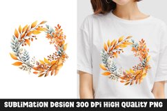 Autumn Fall Floral Frame Sublimation T-Shirt Design Product Image 1