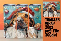 Winter Holiday Tumbler Wrap Christmas Peeking Dog Design Product Image 1