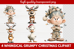 4 Whimsical Grumpy Christmas Clipart | Funny Grumpy Holiday Product Image 1