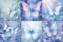 Watercolor pastel winter butterfly printable digital papers Product Image 2