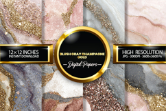 Blush Gray Champagne Gold Digital Papers - 04 Variations Product Image 1