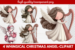 4 Whimsical Christmas Angel Clipart | Cute Holiday Angel PNG Product Image 1