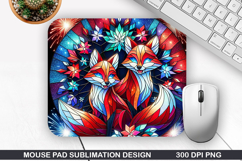 Fox Galaxy Mouse Pad Sublimation, 4th Of July Mouse Pad PNG Product Image 1