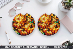 Pumpkin Car Coaster Sublimation| Halloween Coaster PNG Product Image 1