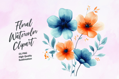 Watercolor floral clipart sublimation Product Image 1