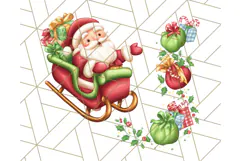Santa Sleigh Ride Clipart PNG, Flying Reindeer Christmas Art Product Image 3