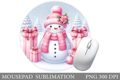 Snowman Mouse Pad Design. Christmas Mouse Pad Sublimation Product Image 1