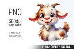 Cute Goat , Animal Sublimation Clipart PNG Product Image 1