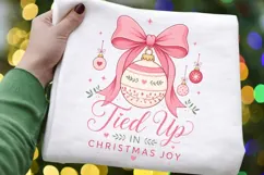 Tied Up In Christmas Joy PNG Sublimation Design - Pink Bow Product Image 3
