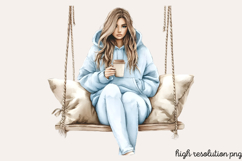 Blue Cozy Spring Home Clipart PNG Product Image 1