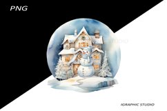 Blue Snowman Clipart, Gold and Blue Chistmas Clipart Product Image 1