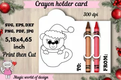 Christmas Bear in a glass Coloring Card svg, Crayon Holder Product Image 1