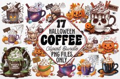 Halloween Coffee Clipart Sublimation Bundle Product Image 1