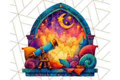 Whimsical Celestial Moon and Stars Clipart Constellation Png Product Image 3