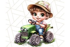 Kids Farm Clipart, Cute Farmer and Farm Animal PNG Product Image 4