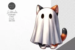 Halloween clipart, Ghost cat clipart, Autumn clipart Product Image 1