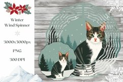 Cat Wind Spinner Design, Winter Forest Wind Spinner PNG Product Image 1