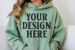Dark Heather Gildan 18500 Hoodie Sweatshirt Mockup, Unisex Product Image 1