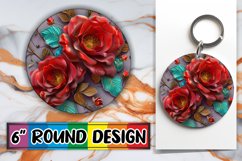 Vibrant Glitter Blossom Round Design Summer Style Keychain Product Image 1