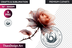 Rose Gold Pink flowers Clipart, Abstract Flowers Wedding PNG Product Image 1