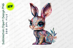 Watercolor Bunny Clipart With Floral Pattern Colorful Design Product Image 1