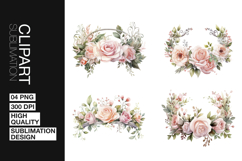 Rose Bouquet Art Clipart PNG Product Image 1