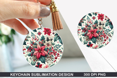 Flower Keychain Sublimation - Autumn Keychain PNG Design Product Image 1