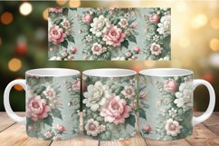 Valentine Mug Wrap Sublimation - blue flowers vintage Product Image 1