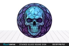 Stained Glass Halloween Skull Wind Spinner Sublimation PNG Product Image 1