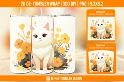 3d Cute Cat Tumbler Wrap Designs, Sublimation Wrap Product Image 1