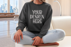 Dark Heather Gildan 18000 Mockup, Gildan Sweatshirt Mockup Product Image 1