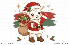 Christmas Santa Goat PNG Sublimation Design - Cute Baby Lamb Product Image 1