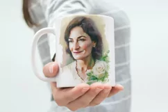 4 Happy Moms with flowers Portrait | Mother's day Watecolor Product Image 2