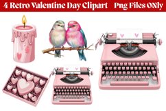 Retro Valentine Day Clipart PNG Product Image 1