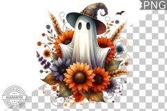 Halloween Ghost And Flowers Sublimation - Halloween Clipart Product Image 1