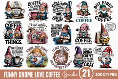 Funny Gnome Love Coffee Sublimation PNG Product Image 1