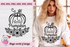 Hello Pumpkin svg autumn sign svg, files for silhouette Product Image 1