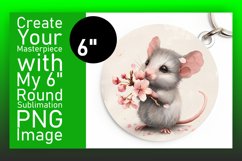 Mouse and Floral Watercolor Round Design PNG Product Image 1