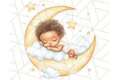 Sleeping Baby on Moon PNG, Cute Night Sky Baby Clipart Png Product Image 3