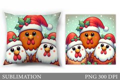 Cute Chicken Pillow Design. Christmas Pillow Sublimation Product Image 1