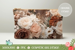 Boho Flowers Cosmetic Bag, Floral Cosmetic Bag PNG Product Image 1
