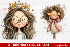 Birthday Girl Clipart | Cute Celebration PNG Illustration Se Product Image 1