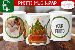 Merry Christmas photo mug wrap PNG, Red truck mug png Product Image 1