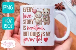 Happy Valentine's day mug wrap PNG, Cute Valentines bear PNG Product Image 1