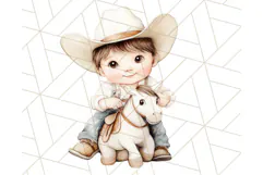 Cowboy Clipart PNG, Kid Western Country Graphic Product Image 3