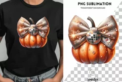 Coquette Pumpkin PNG with Bow, Disco Ball Pumpkin Product Image 1