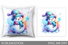 Cute Snowman Pillow Design. Christmas Pillow Sublimation Product Image 1