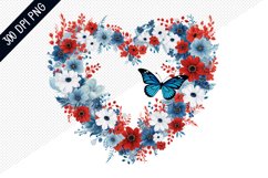 Butterfly And Floral Heart - 4Th Of July Sublimation Design Product Image 1