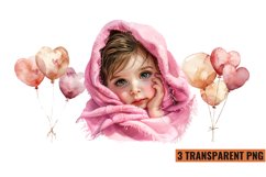 Watercolor Pink Baby Shower Clipart , PNG Product Image 1