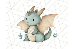 Watercolor Baby Dragon Clipart, Cute Nursery Fantasy PNG Product Image 5